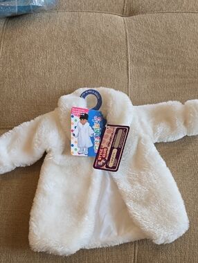 White Faux Fur Doll Coat with Tag